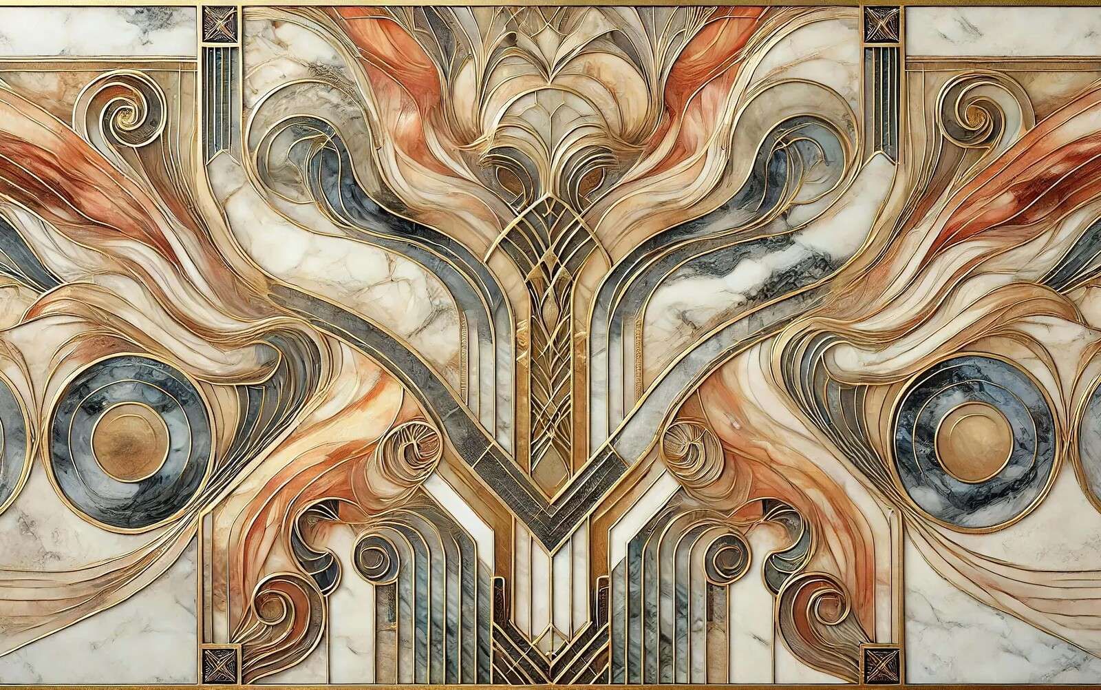 marmorne Linien in Art-Déco-Symmetrie