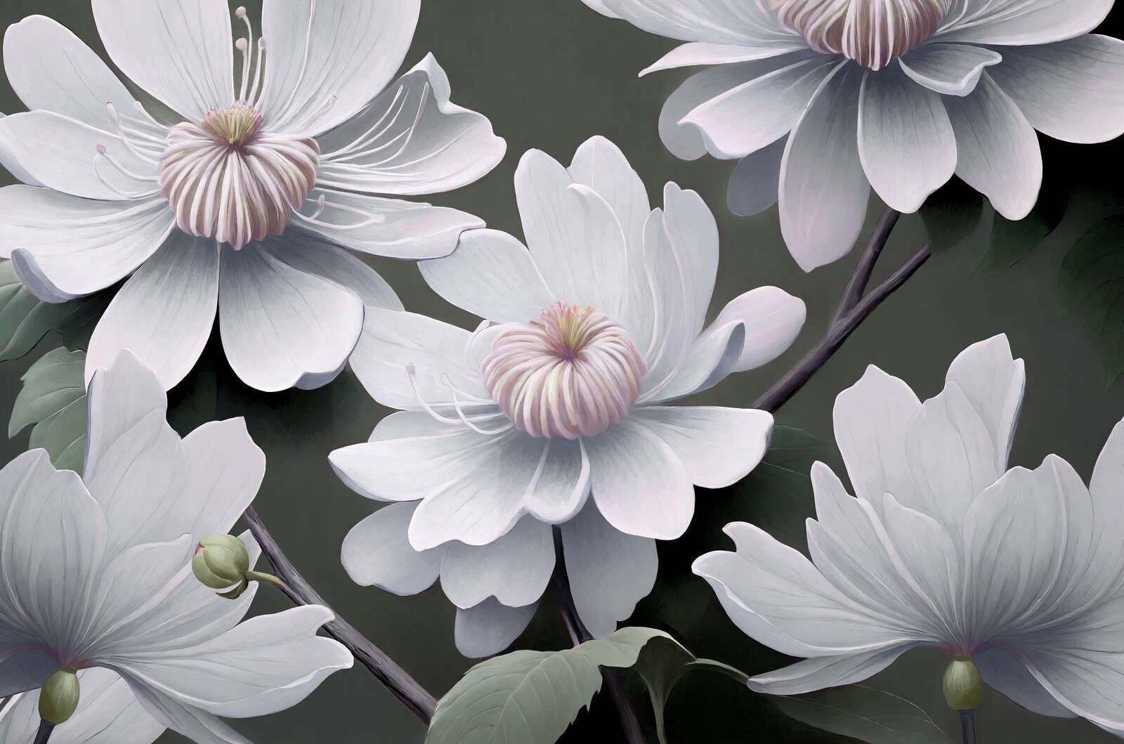 Helle Clematisblumen in Weiß