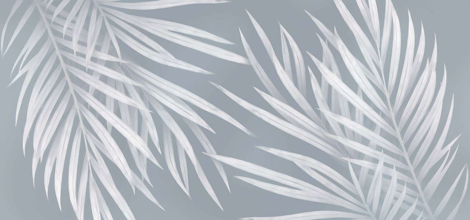 Helle Palmblätter in Blau-Grau