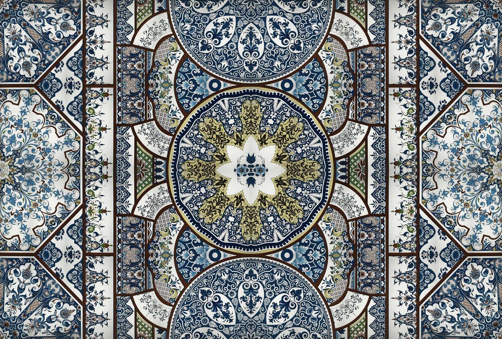 Die Ornamente des blauen Fliesenmandalas