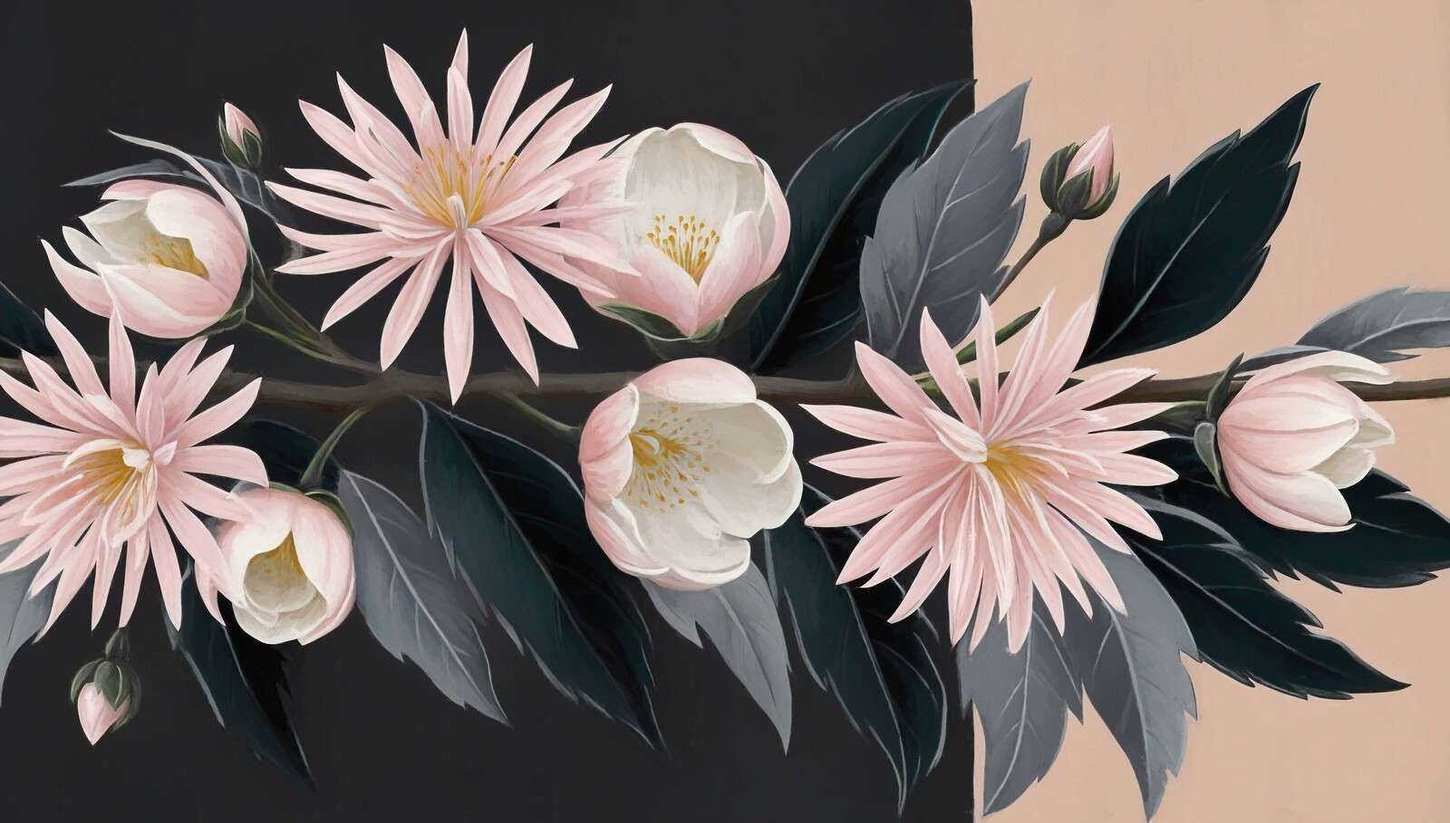 Zartrosa Clematis am Ast