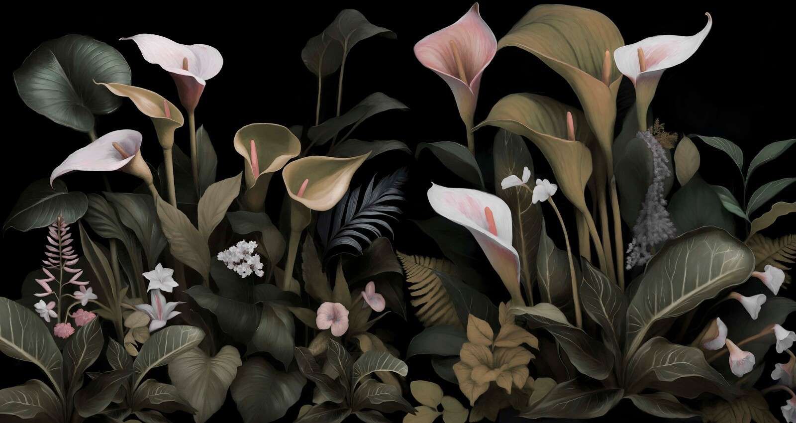 Sanfte Calla-Lilien bei Nacht