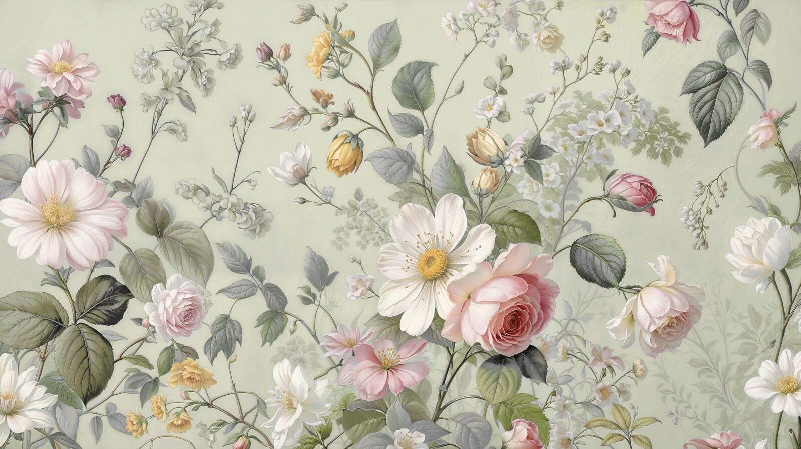Romantische Wildblumen auf Salbeigrün