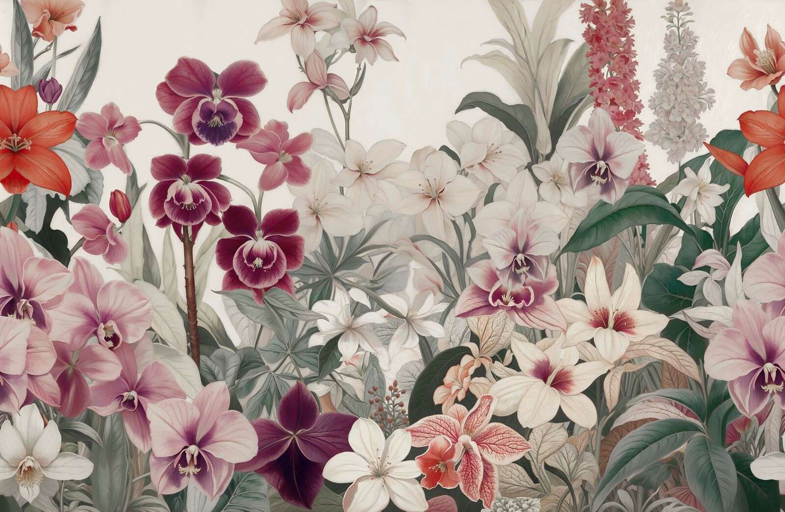 Exotische Blumen in zarten Pastelltönen