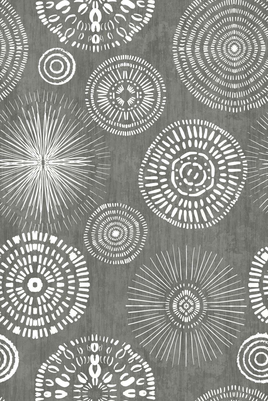 Anmutige Boho-Kreise Weiß Grau