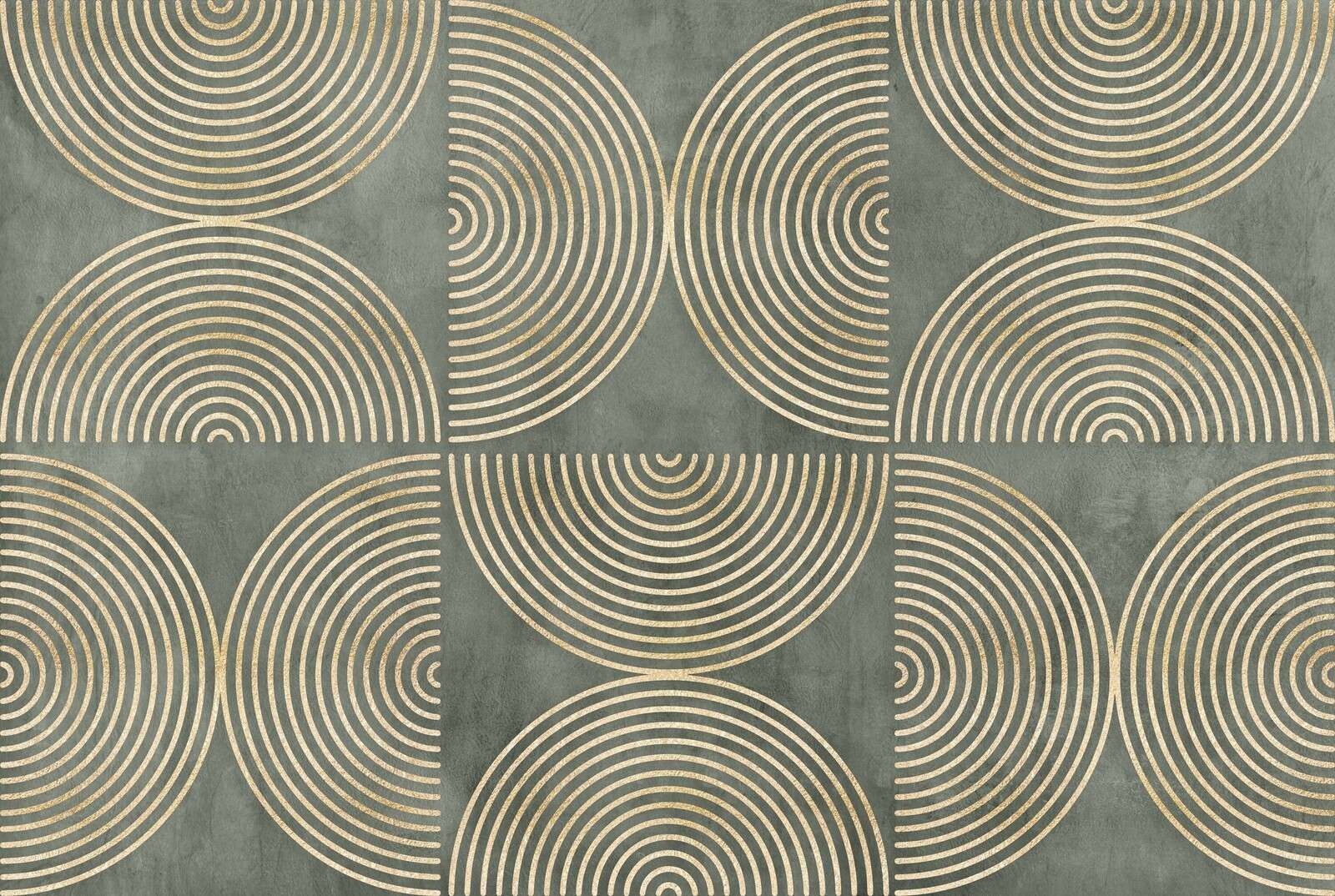 Eklektische Kreise Moderne Kunst Grün Gold