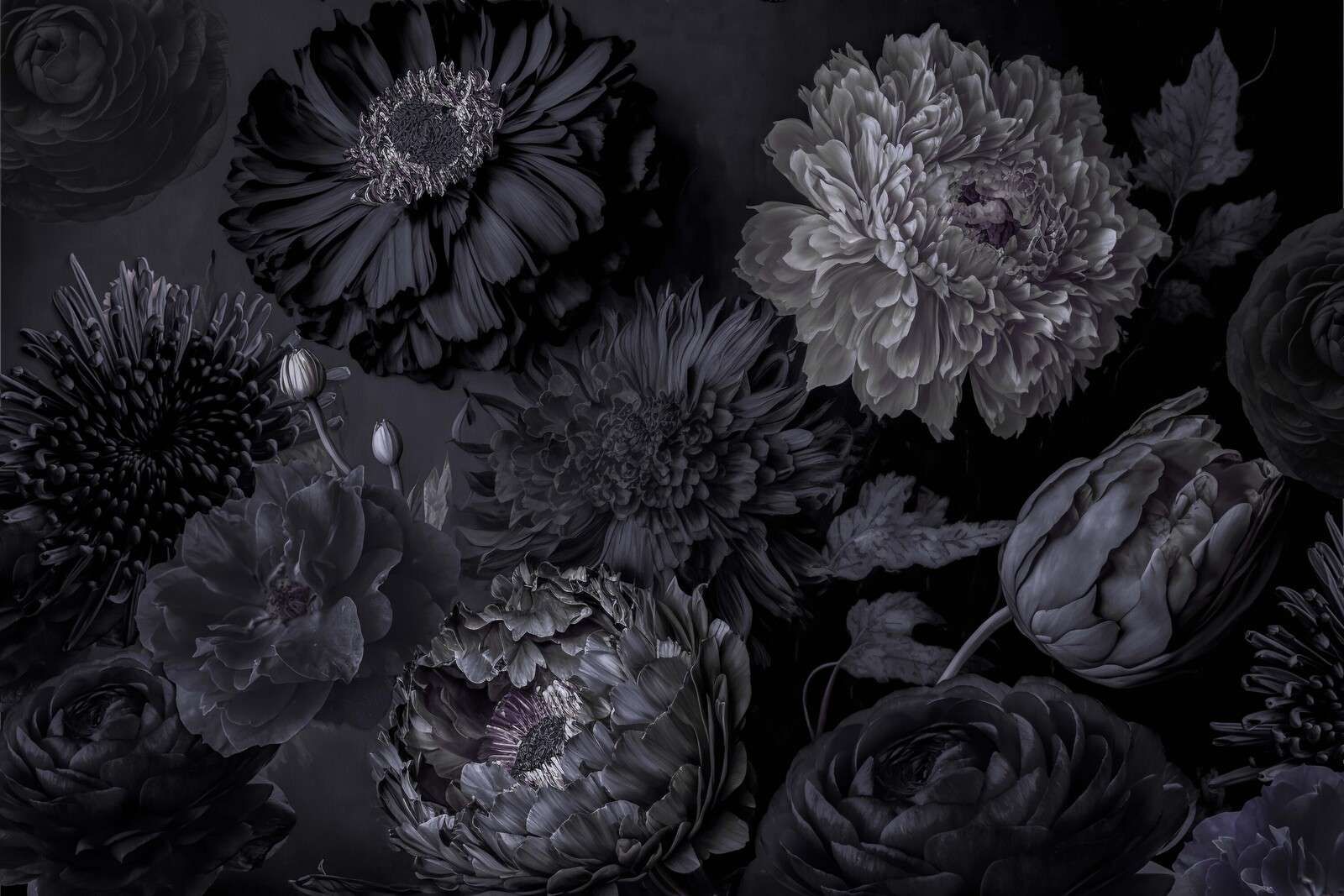 Dunkelgraue stimmungsvolle Blumen