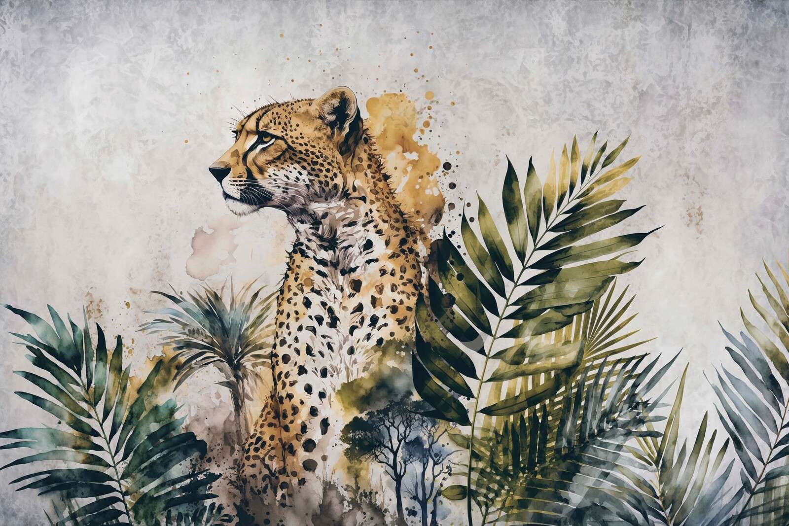 Dschungel-Wildtier-Gemälde mit Gepard