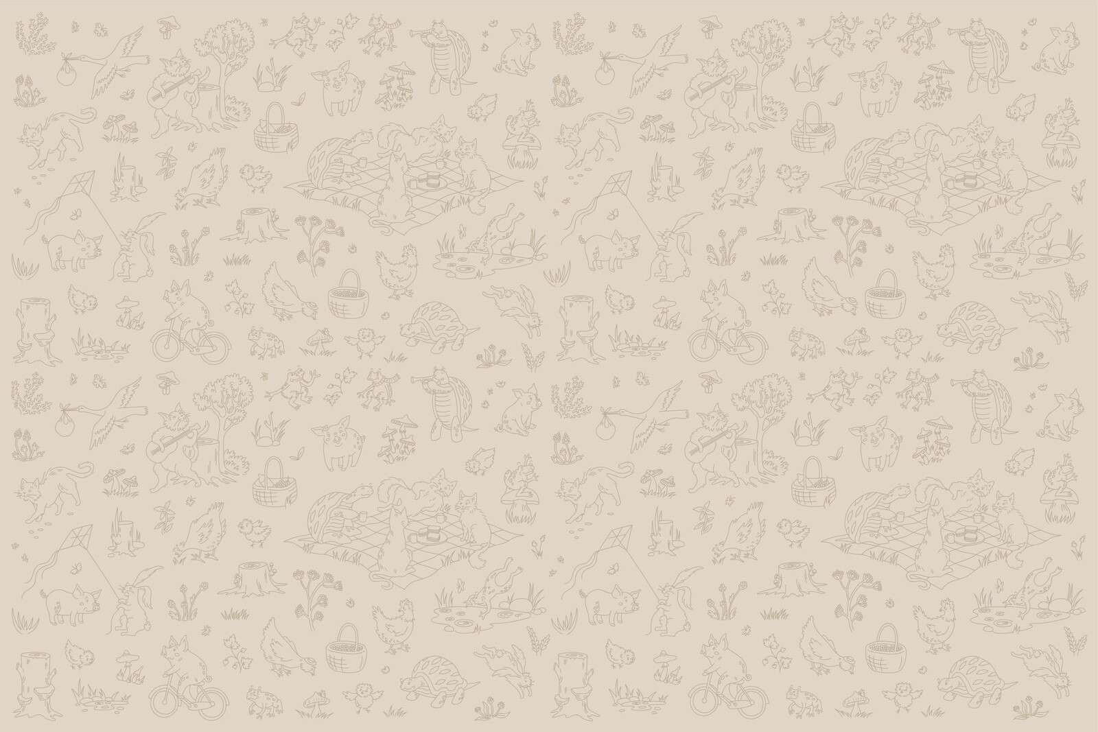 Waldtiere ruhiger beige- und brauner Druck