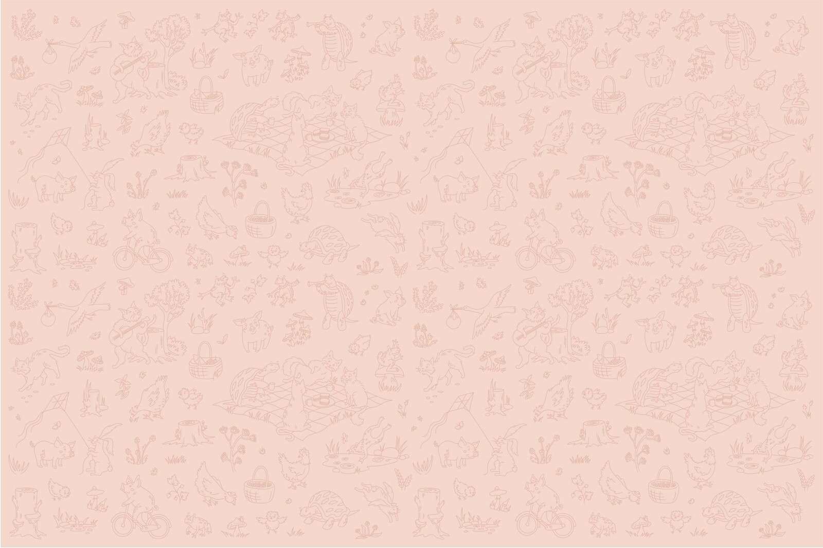 Waldtiere ruhiger rosa Druck