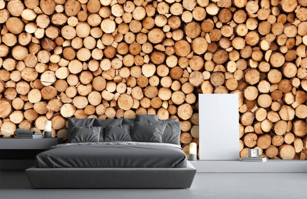 Holz Tapete  - Brennholz - Wohnzimmer 4