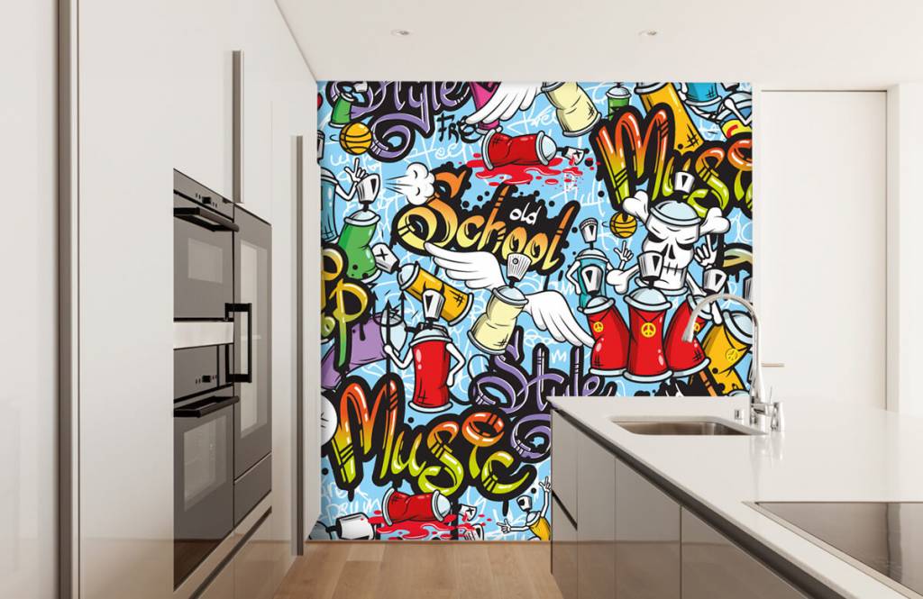 Kinder Tapete  - Musik-Graffiti - Kinderzimmer 4