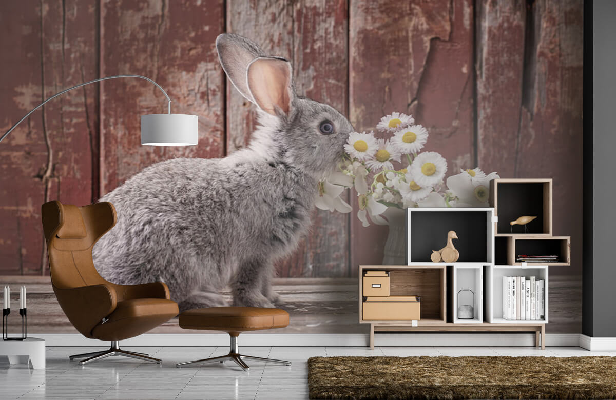 Wallpaper Kaninchen mit Gänseblümchen 8