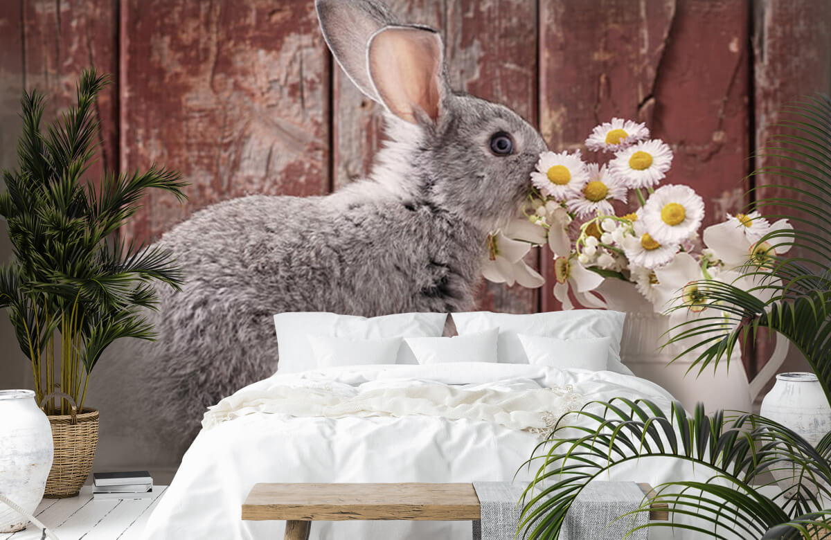 Wallpaper Kaninchen mit Gänseblümchen 5