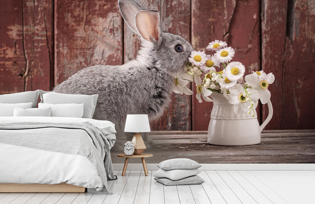 Wallpaper Kaninchen mit Gänseblümchen 2