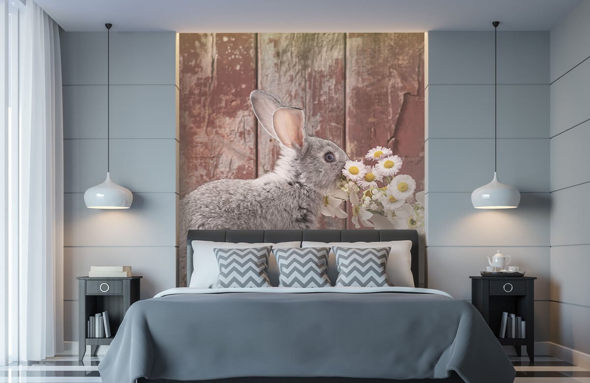 Wallpaper Kaninchen mit Gänseblümchen 10