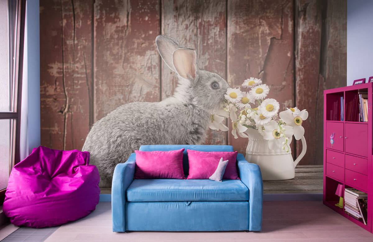 Wallpaper Kaninchen mit Gänseblümchen 1