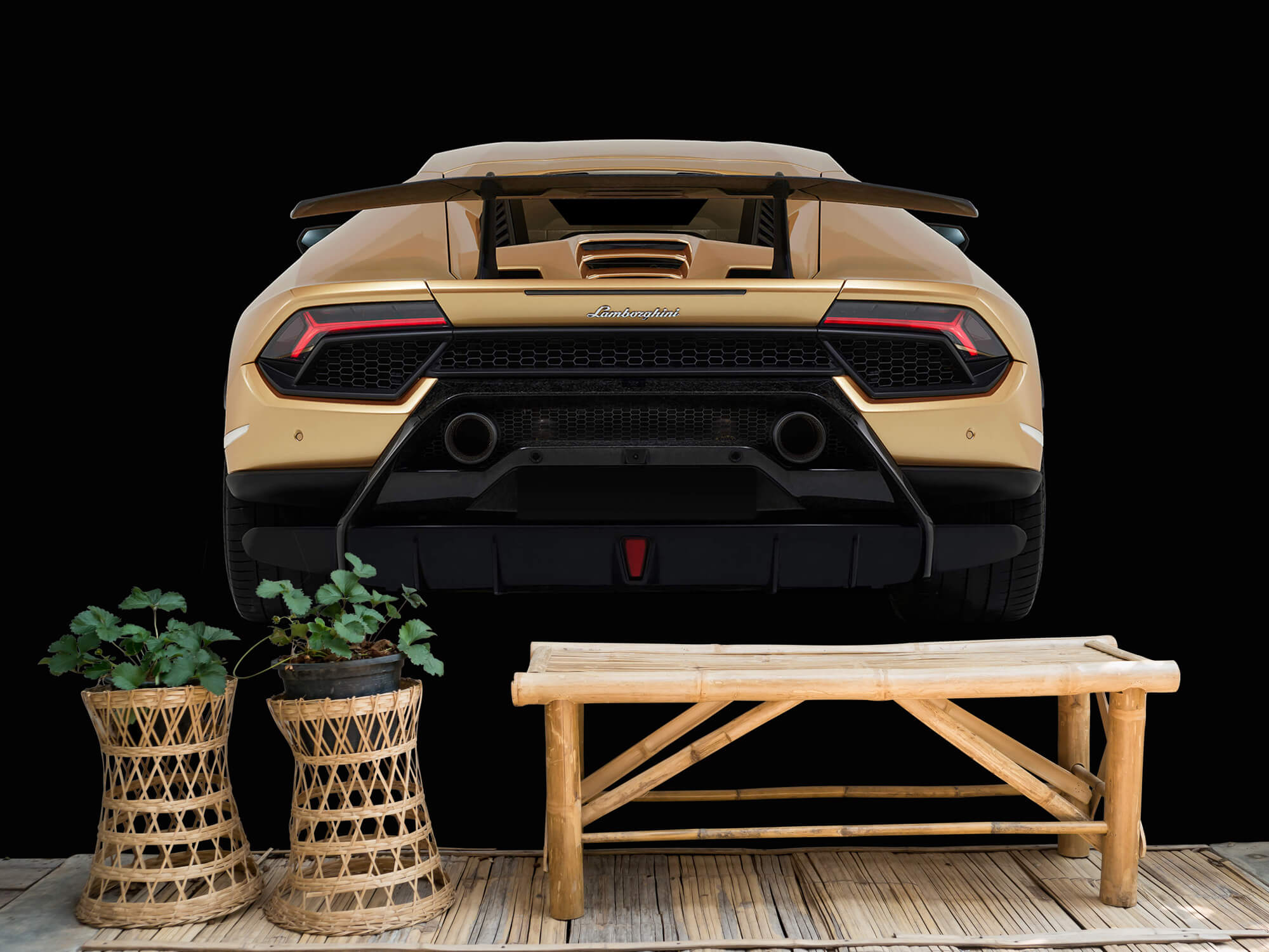 Wallpaper Lamborghini Huracán - Heckpartie, schwarz 3