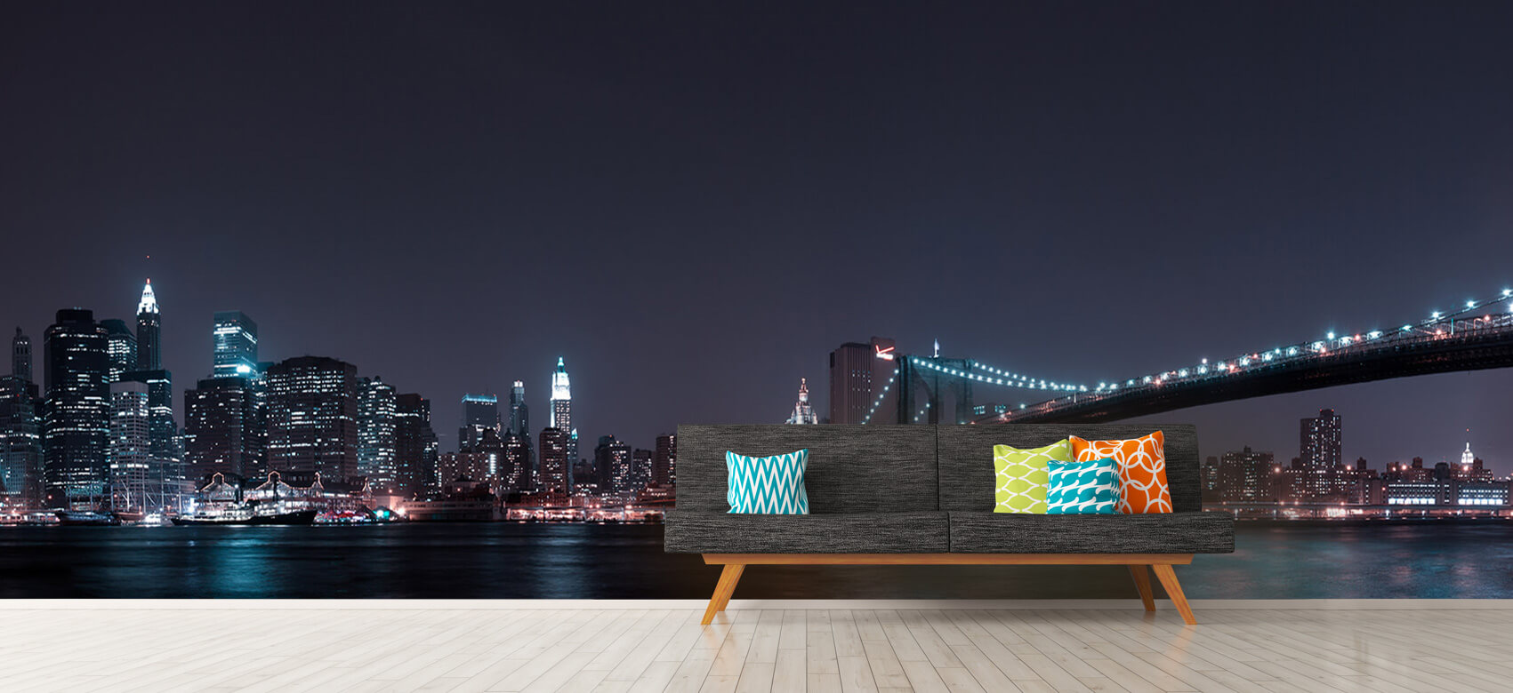 Nacht Manhattan Skyline and Brooklyn Bridge 12