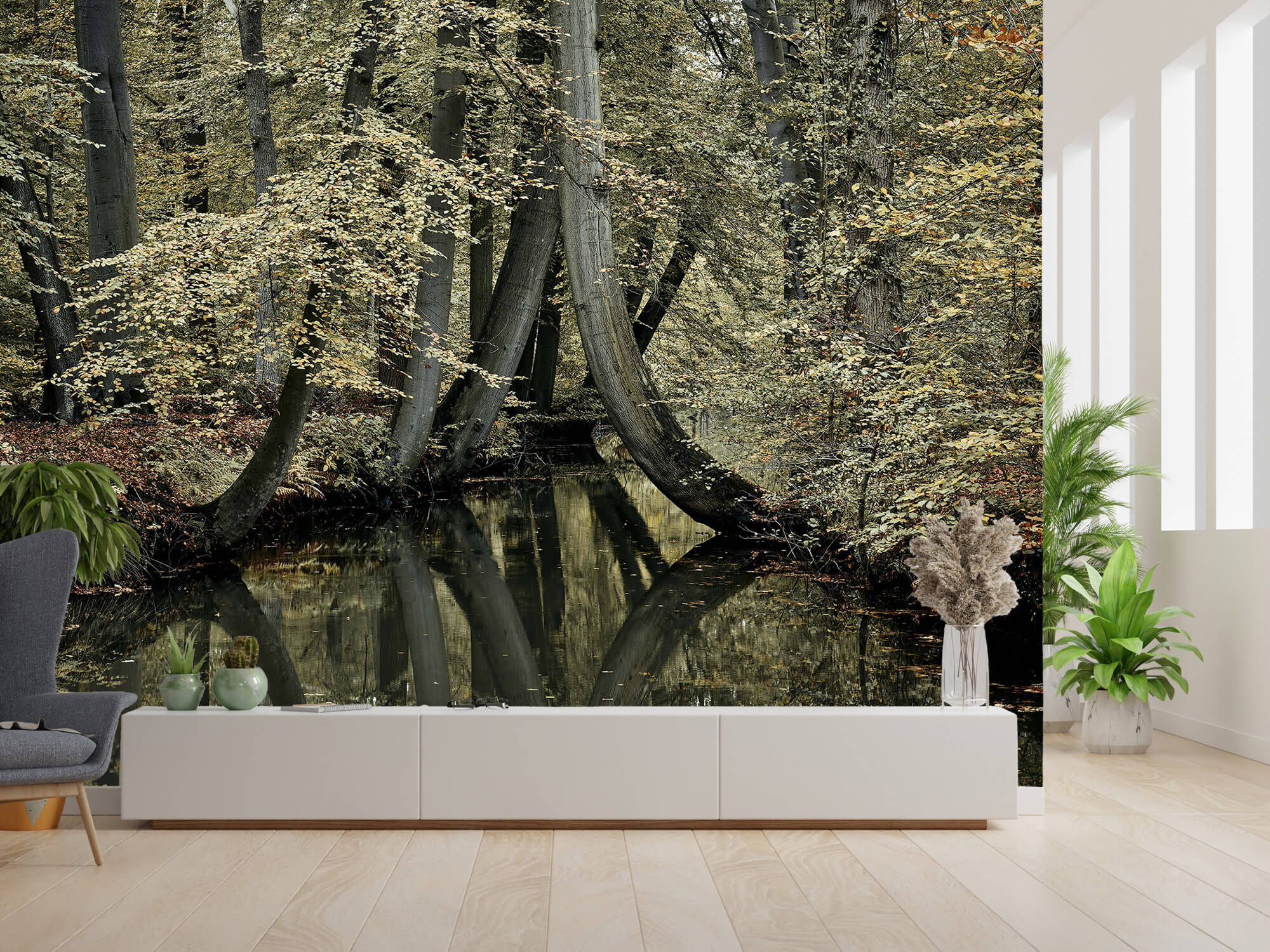 wallpaper Bach mit hängenden Bäumen 10